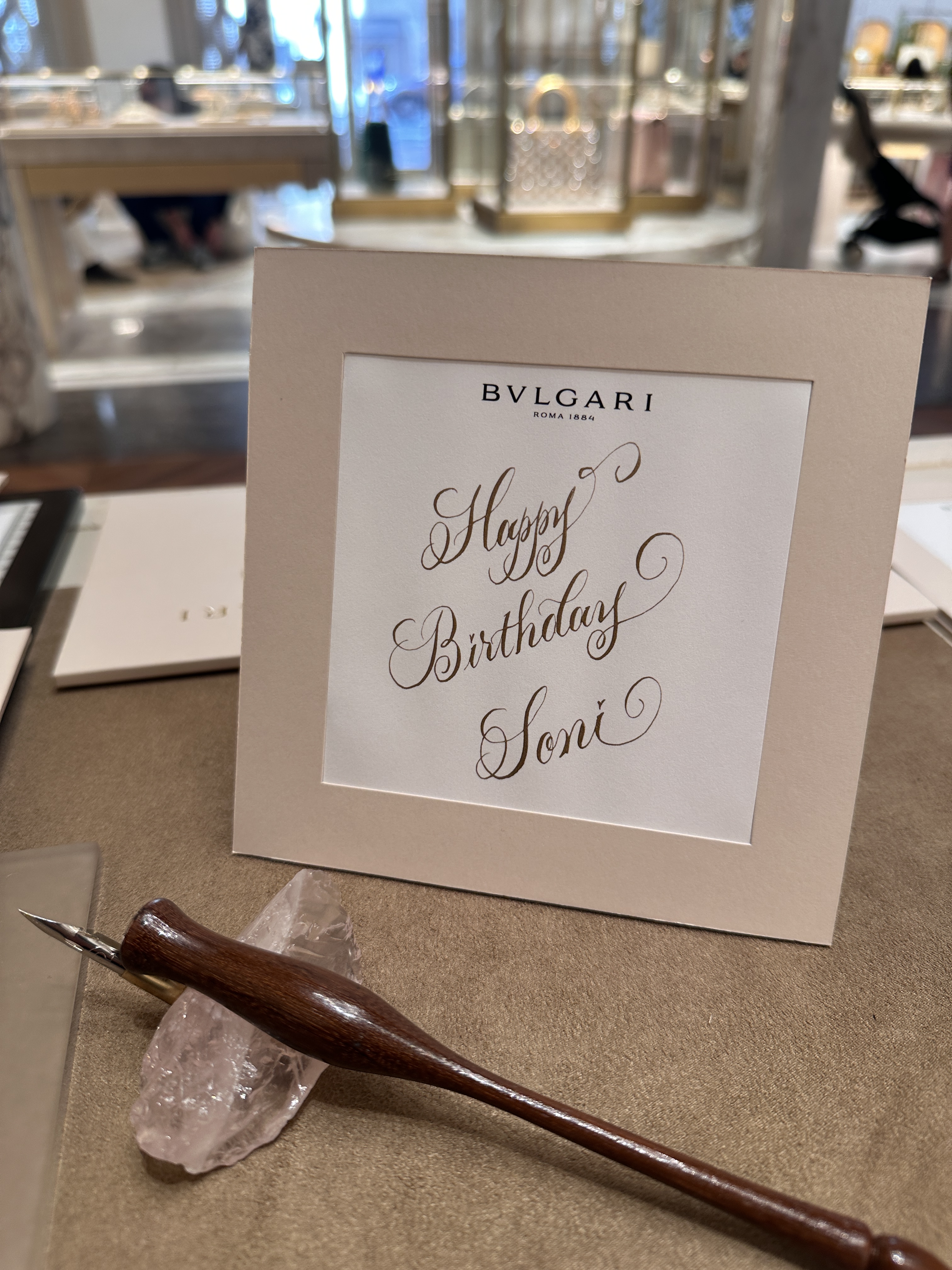 Live calligraphy with L'Atelier Graphiplus at BVLGARI 5th Ave. NYC