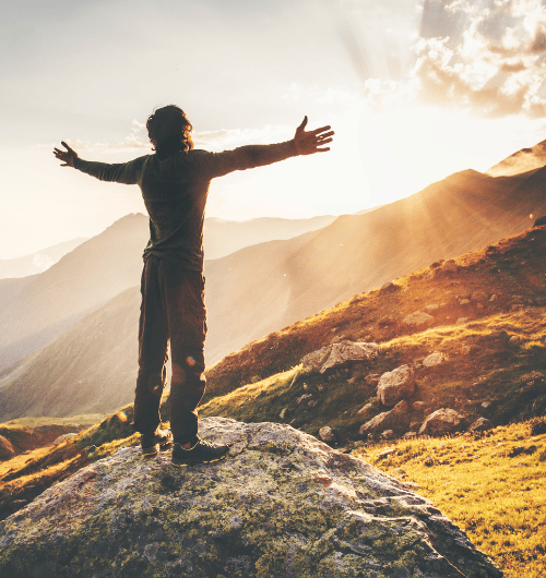 Man standing on Rock relief from Religious Trauma