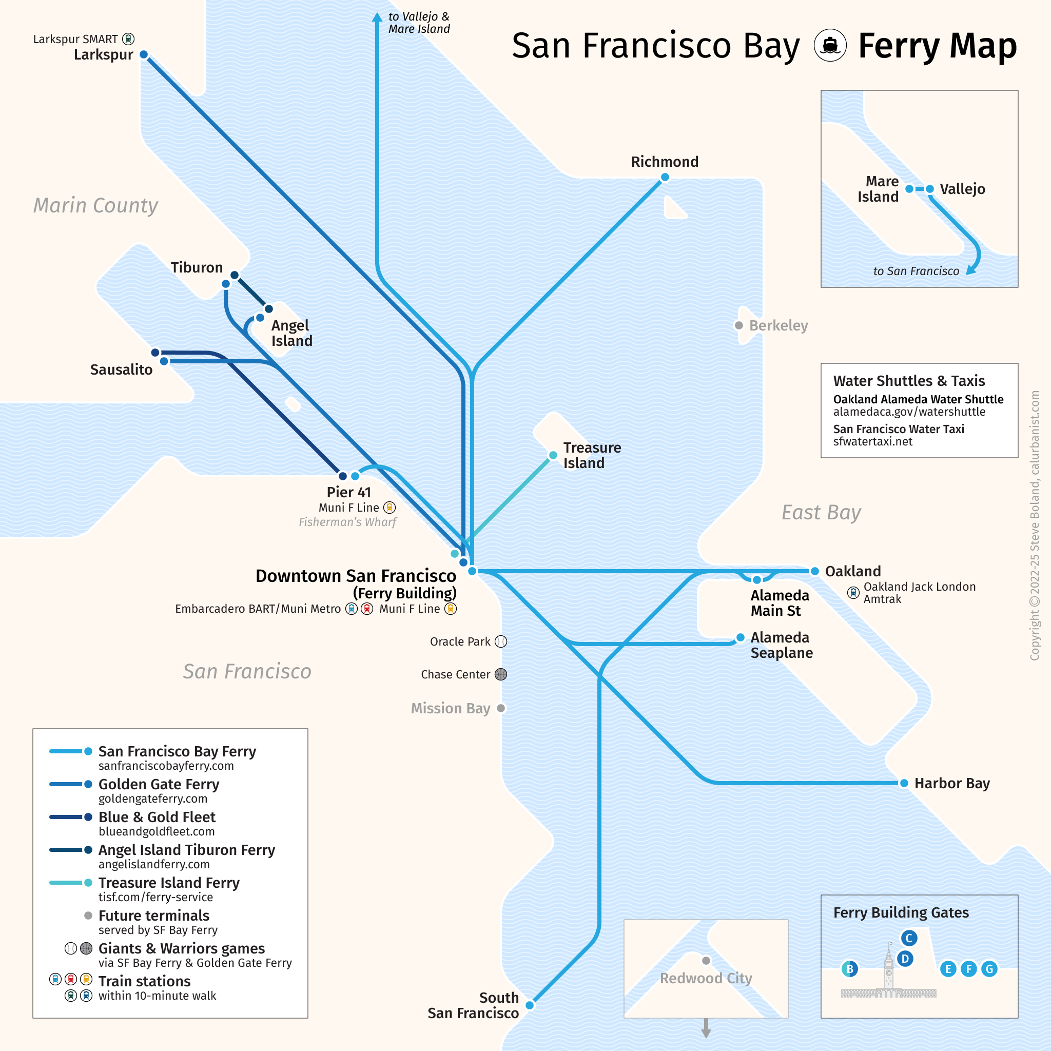 An iconic fleet of black and yellow boats, we serve all three branches of the chicago river from march to november. San Francisco Bay Ferries Transit Maps By Calurbanist
