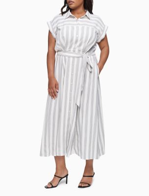 Shop our collection of plus size button up shirts at macys.com! Plus Size Striped Button Down Belted Shirt Dress Calvin Klein
