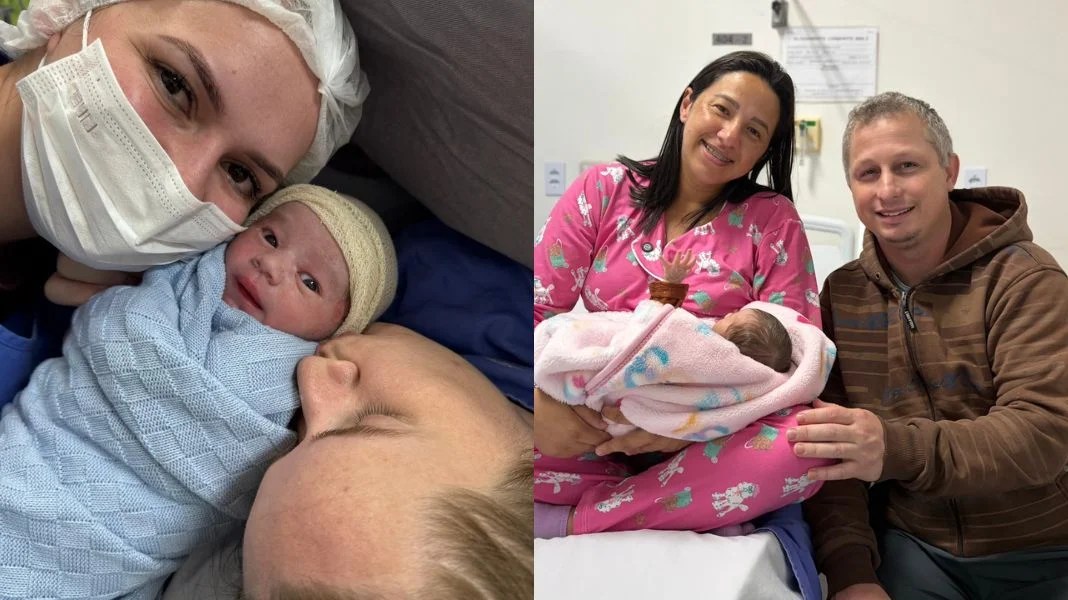 Larissa Nunes teve o filho Arthur na sexta (E) e Edimara Decker ganhou a filha Aruna (D) no sábado, ambas transferidas do Marieta para o Ruth Cardoso. (Fotos Divulgação)