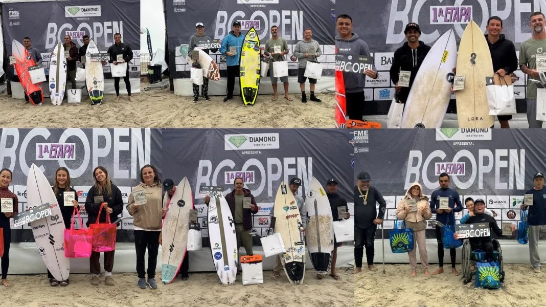 Os seis pódios da primeira etapa do BC Open. Crédito ASBC
