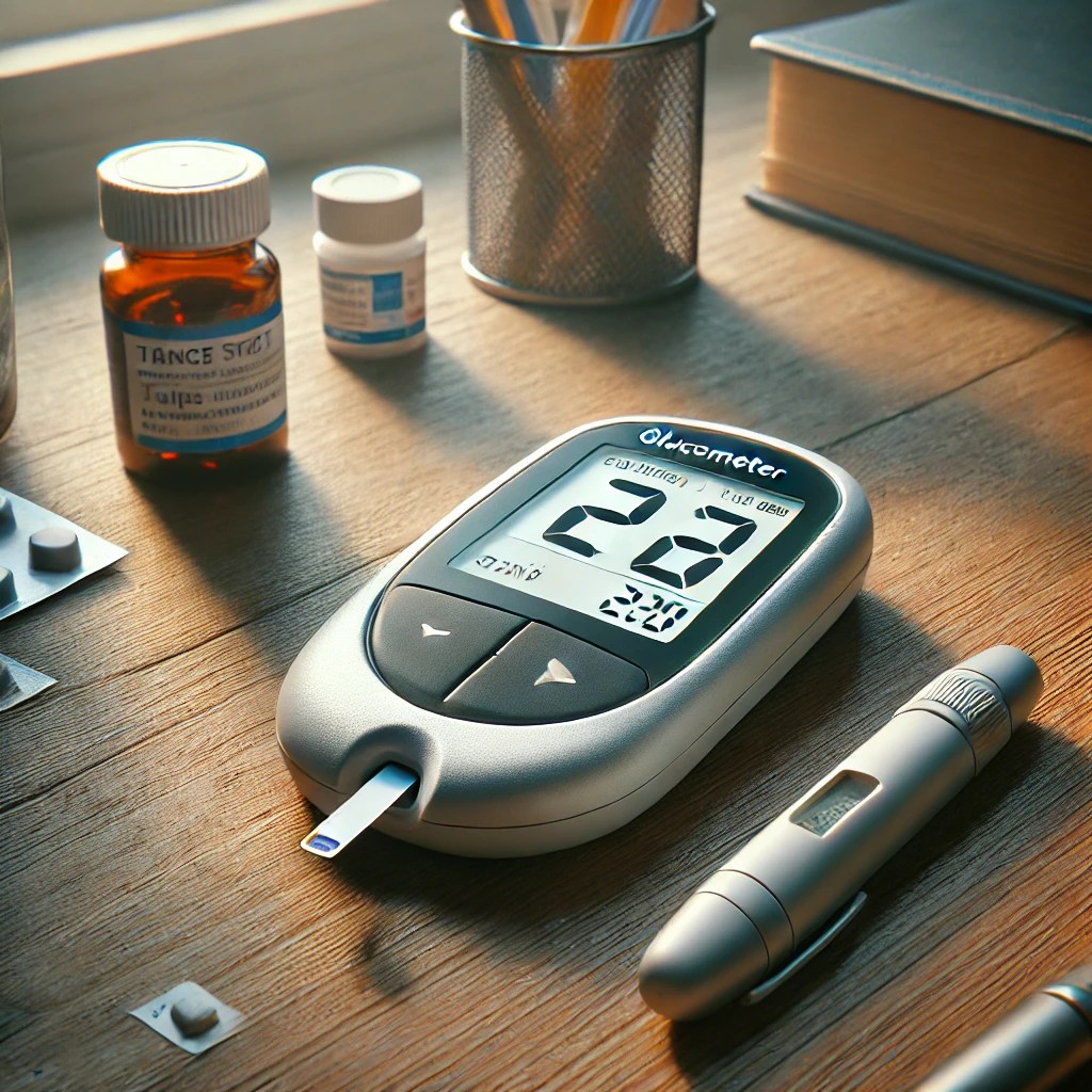 Glucometer representing the management of chronic disease
