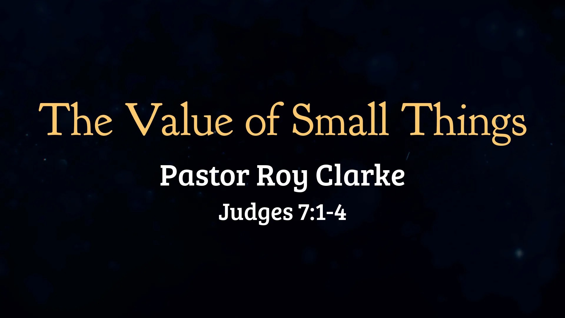The Value of Small Things