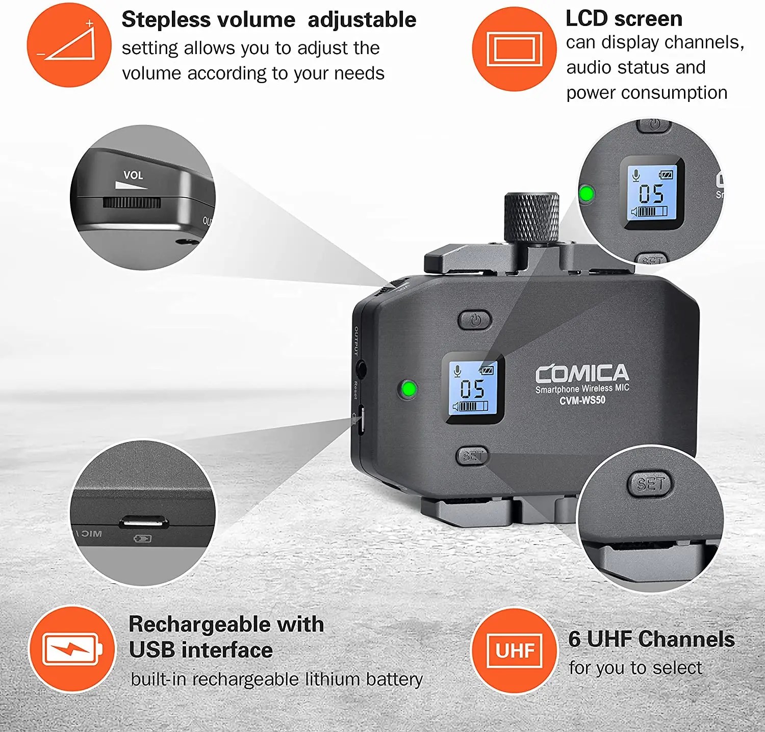 CVM-WS50C Wireless Lavalier Microphone for Smartphones