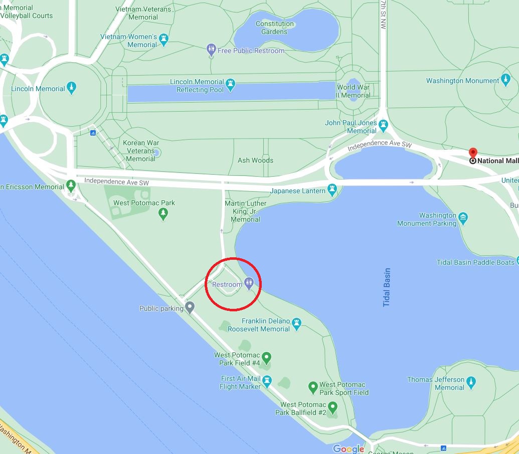 Washington Monuments And Memorials Map Fdr Circle 