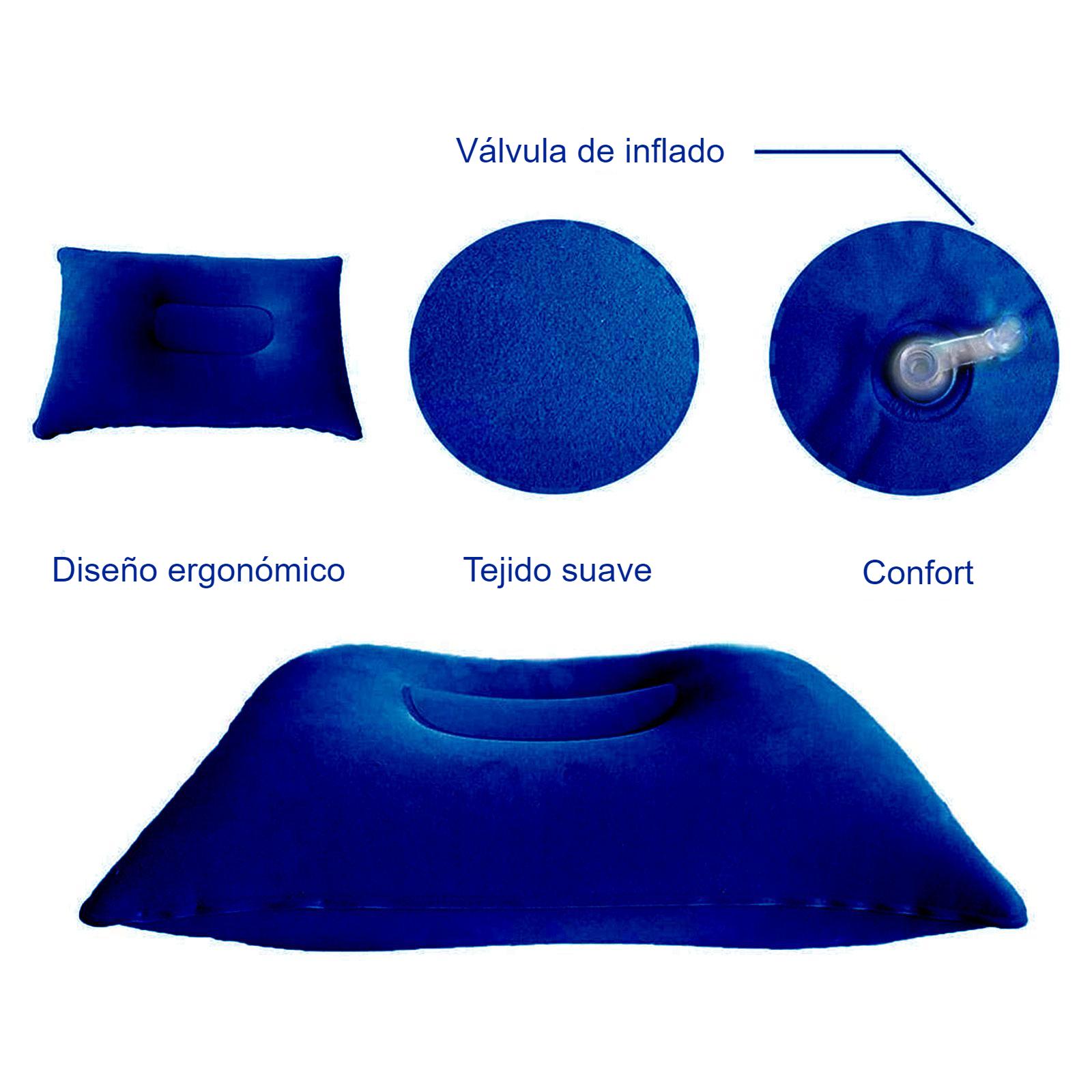 Almohada Hinchable Viaje o Camping 30x48 cm, color aleatorio