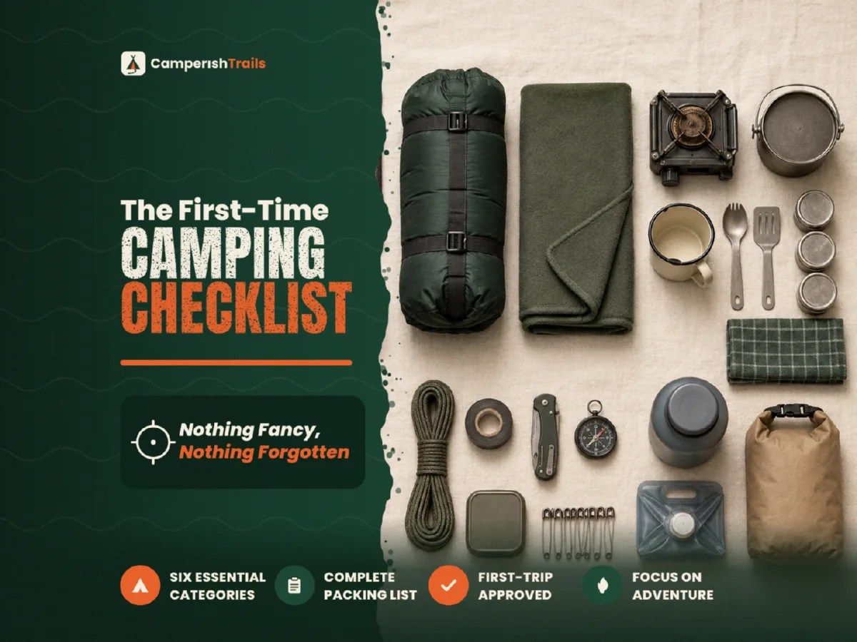 First-time camping checklist cover image