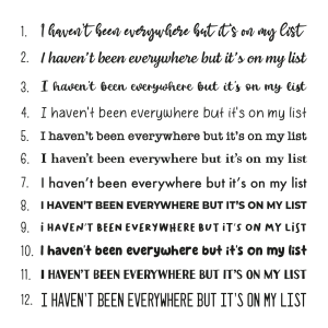 I havent been everywhere but its on my list lettertypes