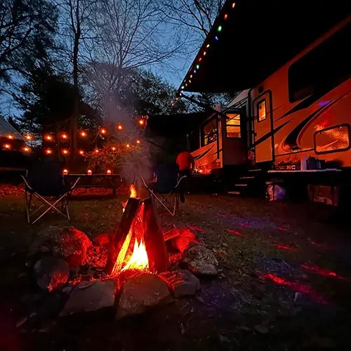 The River's Edge Camper Fire