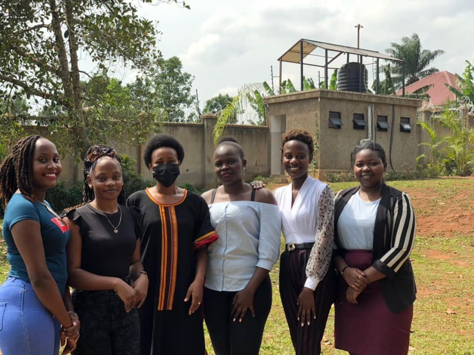 Barbie with some of the university students at the event