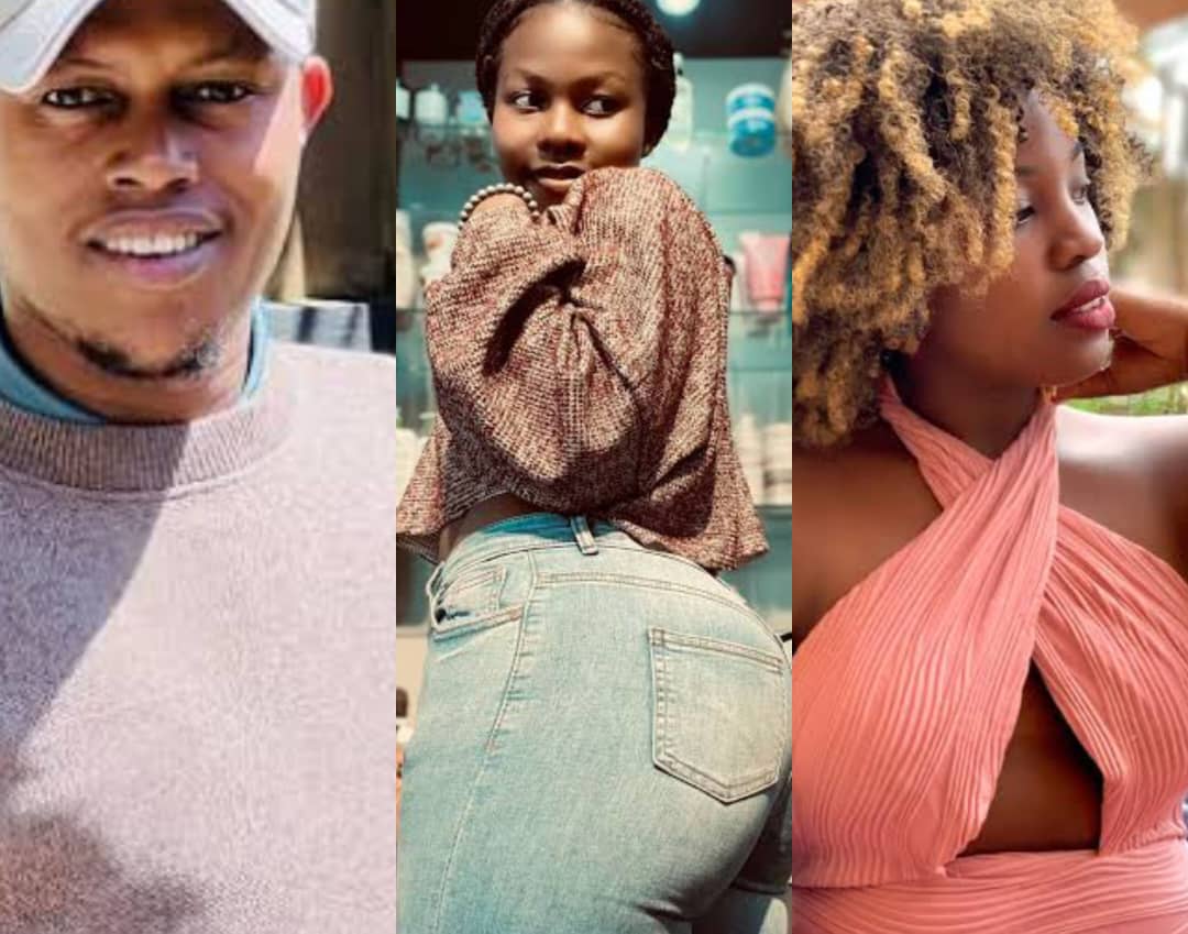 Left to right: Frank Mwesigye (victim), Busingye Josephine (twitter slay queen), Methia Nabawanda (ISBAT University student)