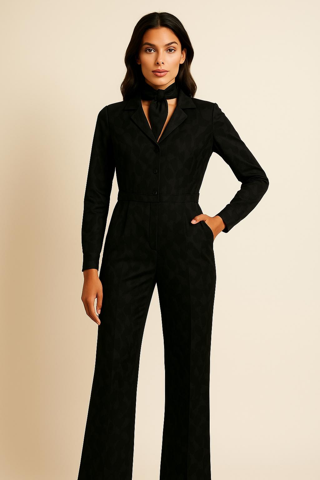 Black Jacquard Jumpsuit