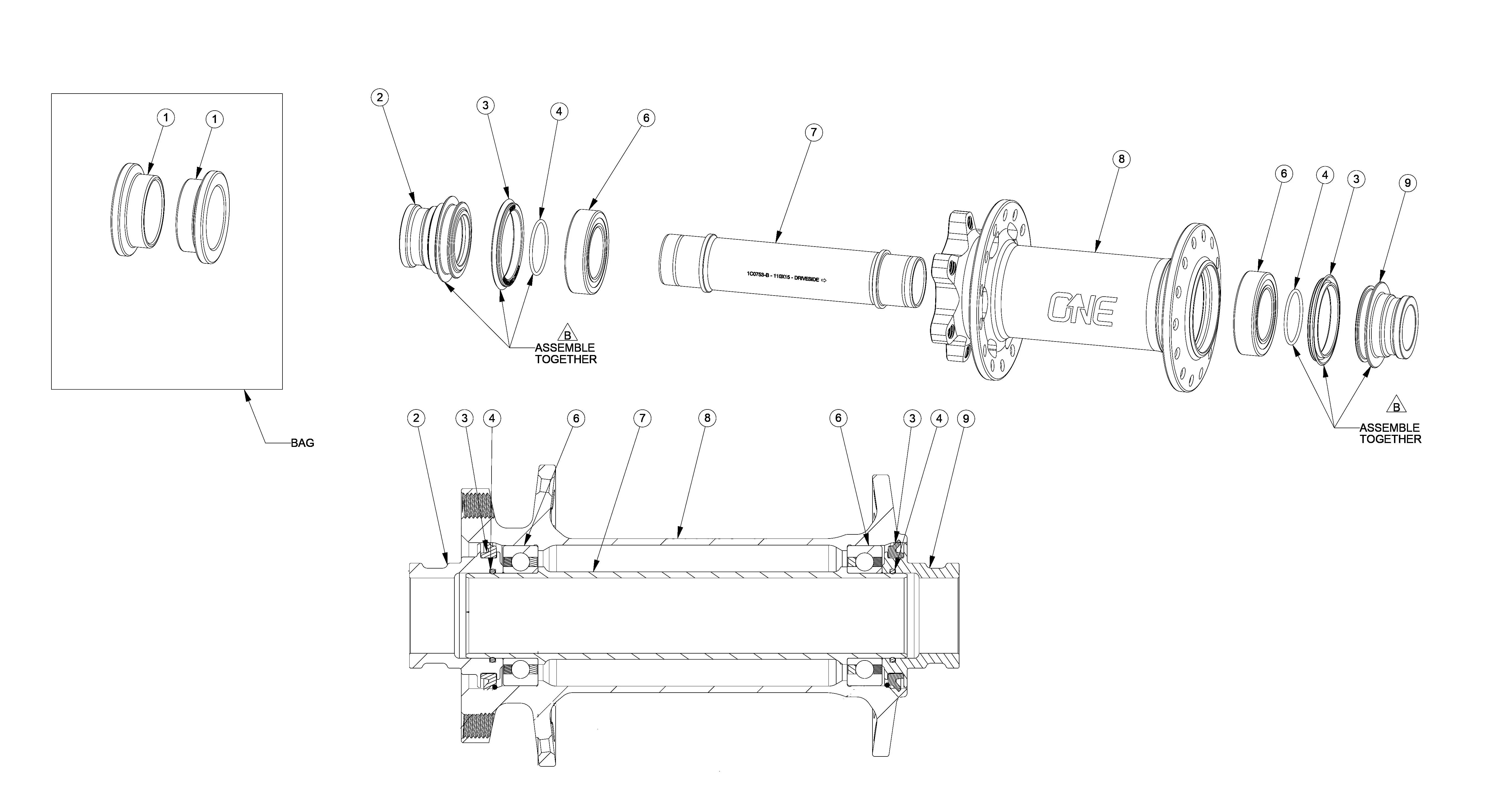 Front Hub Exploded View Parts List