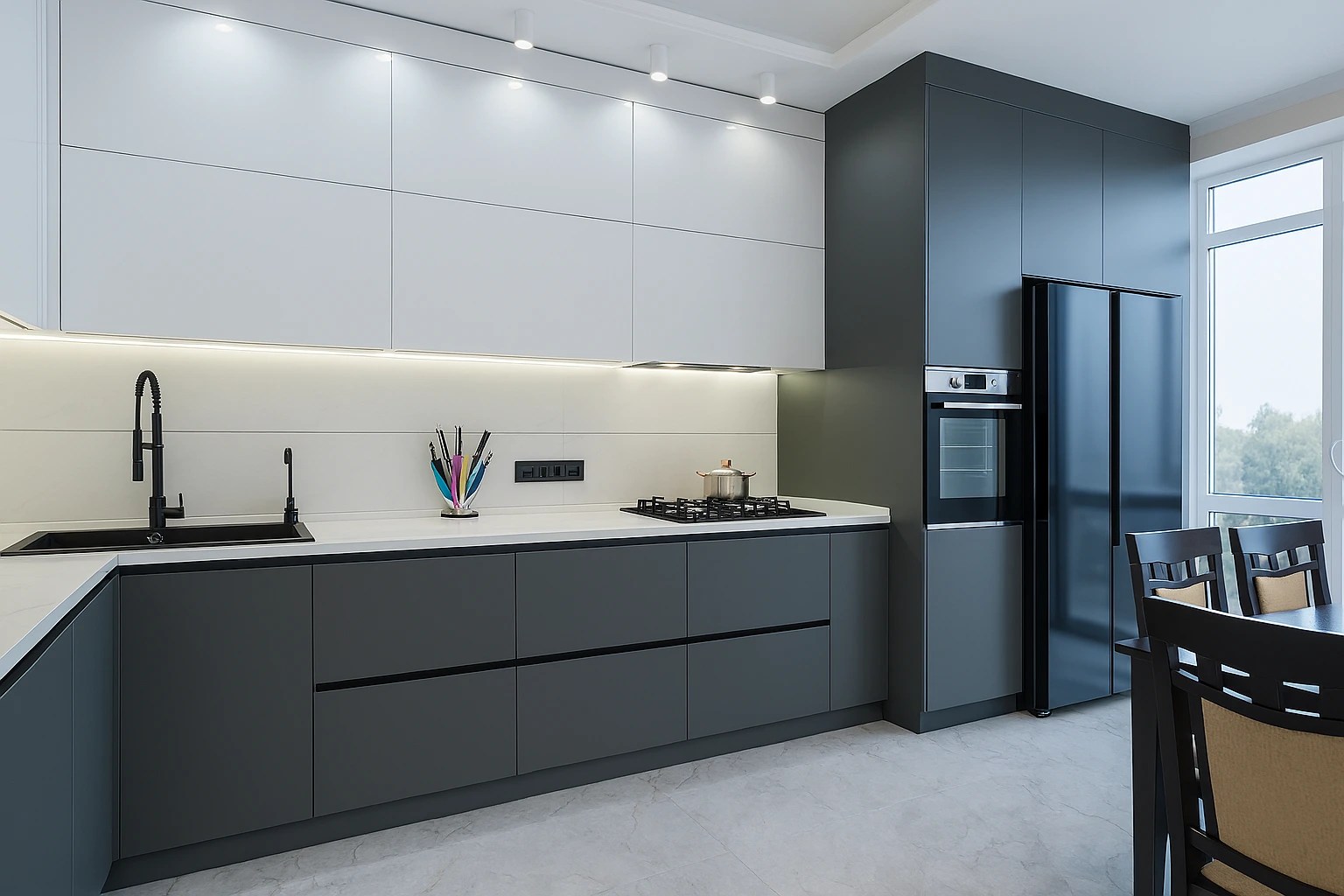 Canadian RTI Kitchens offers Modern kitchen featuring sleek cabinetry and integrated appliances, showcasing Canadian-made design trends and style options