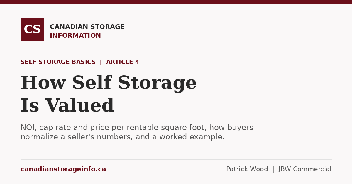 How Self Storage Is Valued, Self Storage Basics article 4, Canadian Storage Information