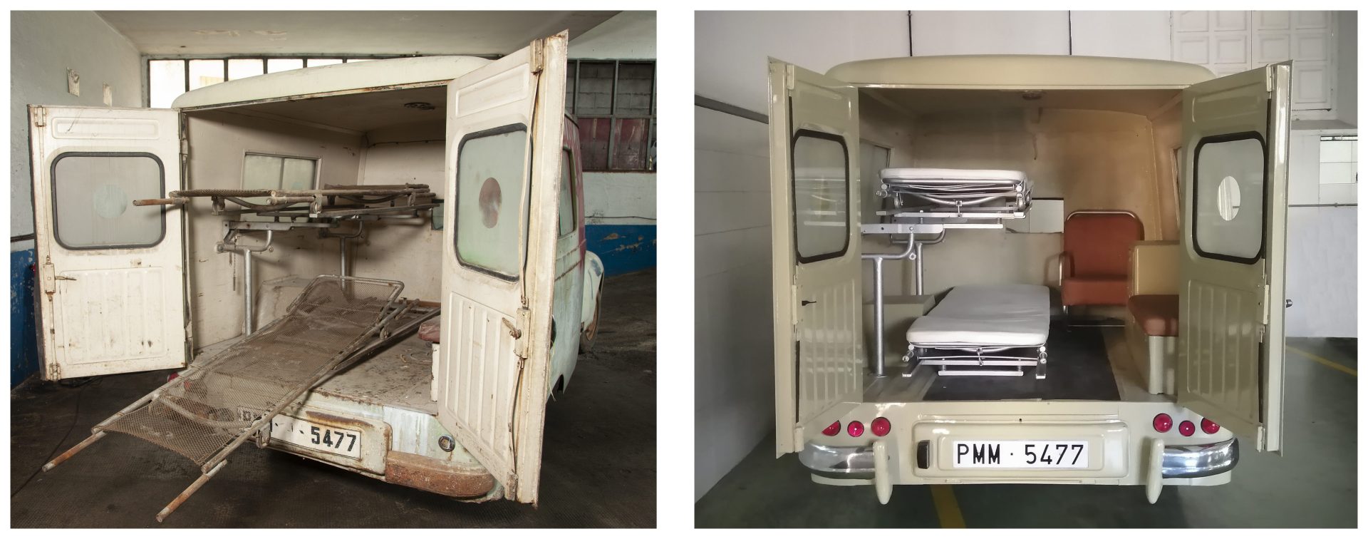 La Facultad de Medicina expone de forma permanente una ambulancia Peugeot 203 de 1953 restaurada y musealizada -3