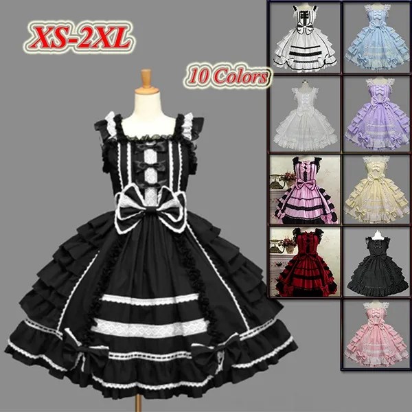 pix Princess Anime Victorian Dress women lolita angel pink cotton princess dress court style gothic tank dress costume cute anime dress for girls wish