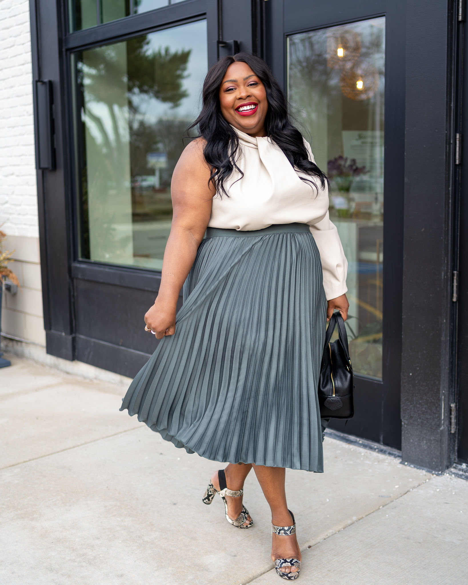 plus size long pleated skirt