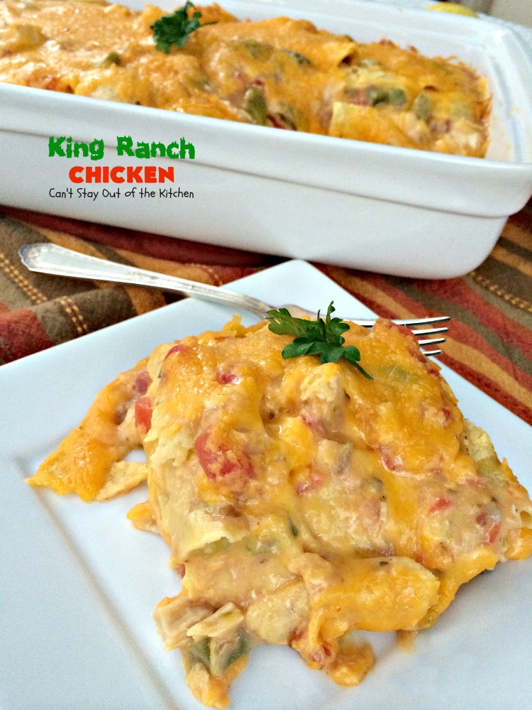 Add the cream, poblano peppers and cumin. King Ranch Chicken Recipe Pioneer Woman