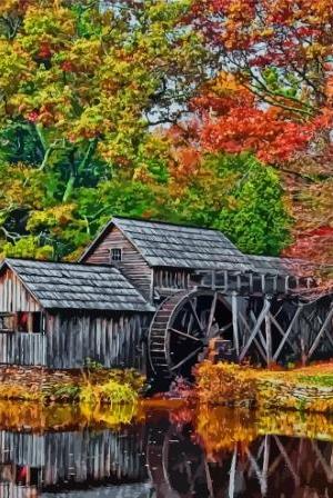 Blue Ridge Mill In Fall Painting By Numbers.jpeg