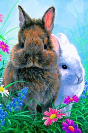 Bunny Rabbits In Garden Paint By Numbers.jpeg