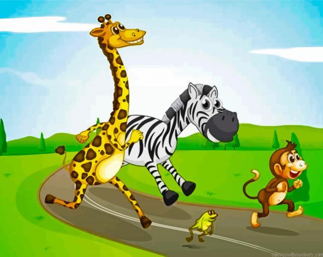 Cartoon Animals Racing Paint By Numbers