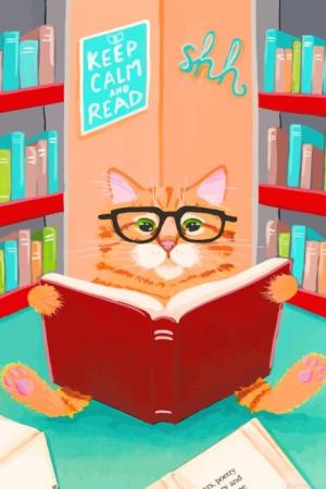 Cat In Library Paint By Numbers.jpeg