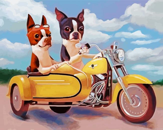 Dogs Riding Motorcycle Paint By Numbers.jpeg