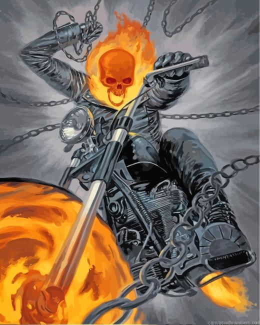 Ghost Rider With Bike Paint By Numbers