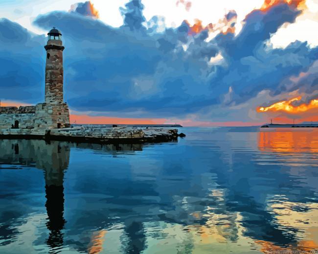 Greece Rethymno Lighthouse Paint By Numbers