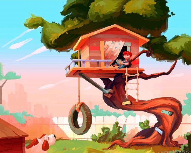 Kid In Tree House Paint By Numbers
