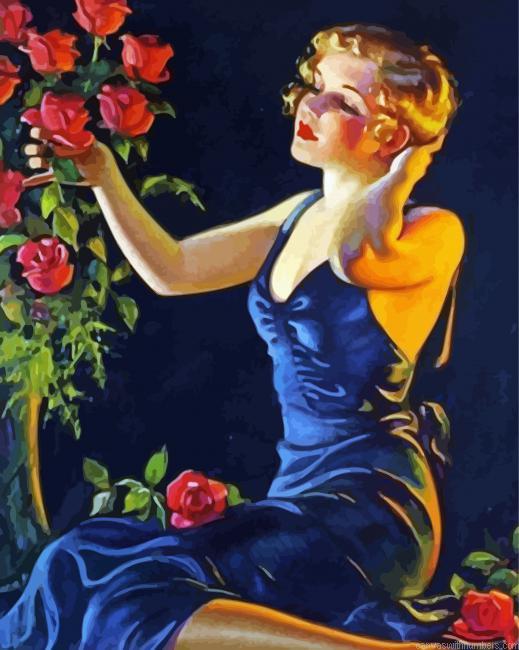 Lady With Roses Paint By Numbers.jpeg