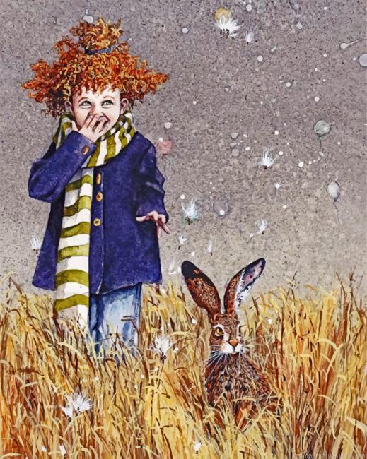 Little Girl And Rabbit Paint By Numbers