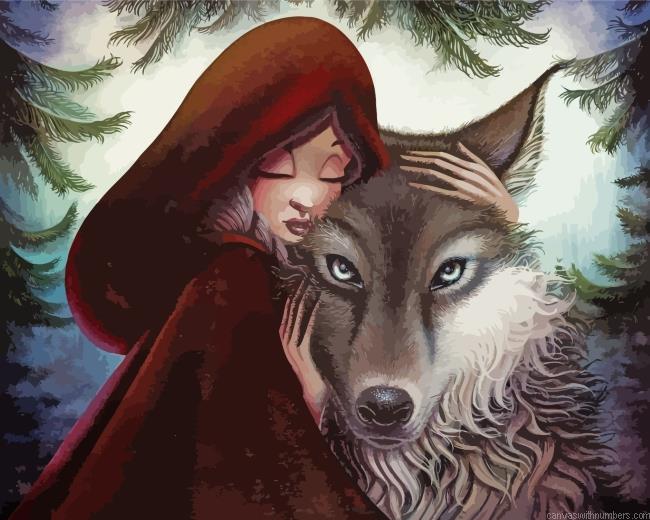 Little Red Riding With Wolf Paint By Numbers