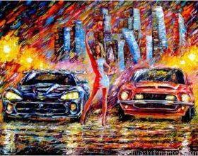 Night Racing Cars Paint By Numbers