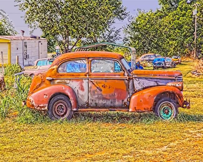 Old Rusted Car Paint By Numbers