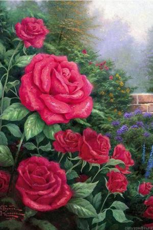 Pink Roses In Garden Paint By Numbers.jpeg