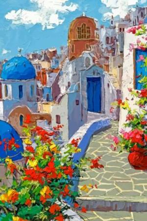 Santorini In Spring Paint By Numbers.jpeg