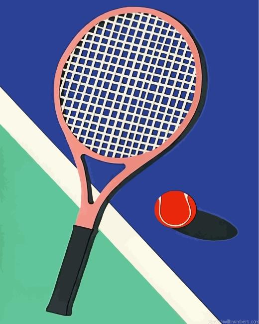 Tennis Ball And Racket Paint By Numbers