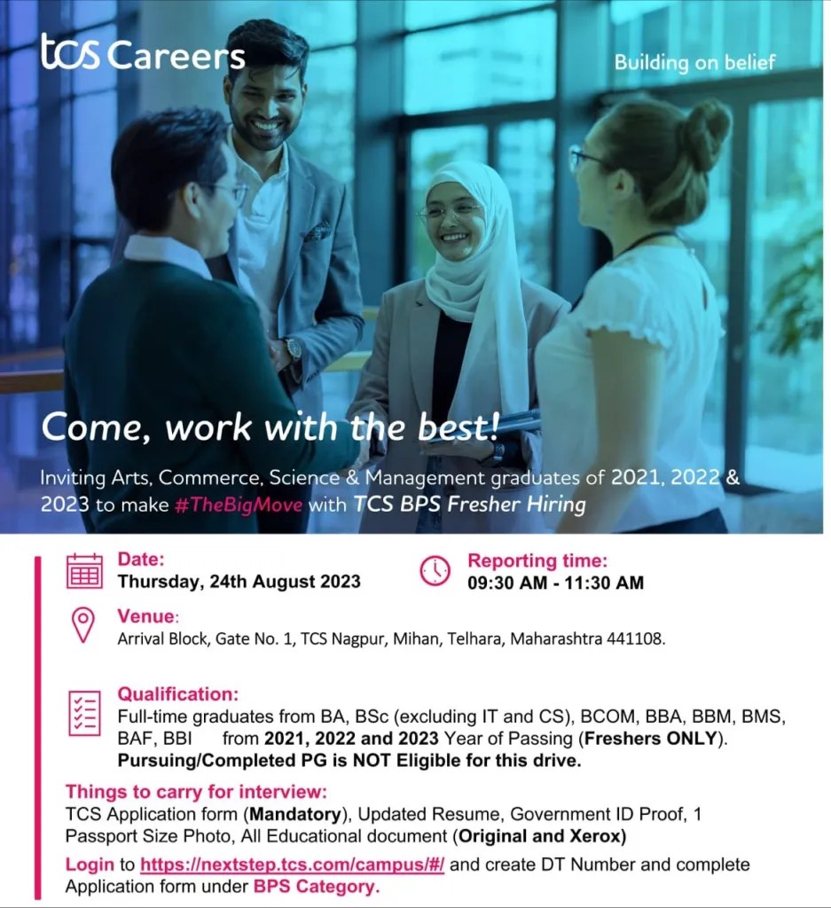 Freshers: Tata Consultancy Services Walk-in Interview On 24th 