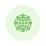 Globe icon representing global IT infrastructure, enterprise networking, cloud connectivity, and managed technology solutions for businesses.