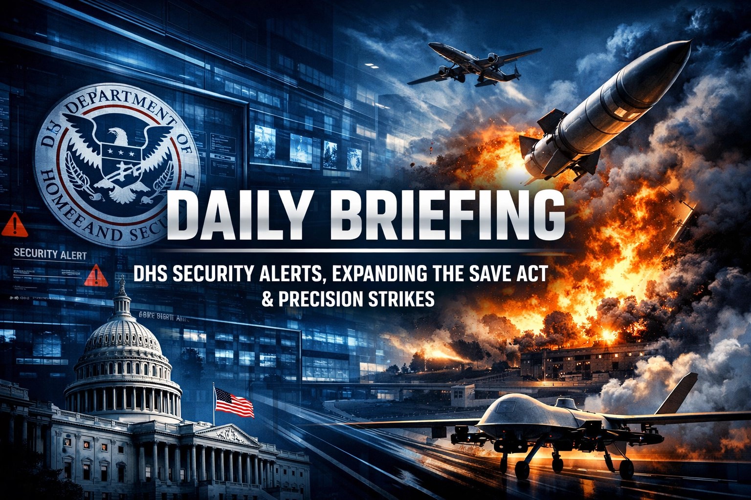 Daily Briefing: DHS Security Alerts, Expanding the SAVE Act & Precision Strikes