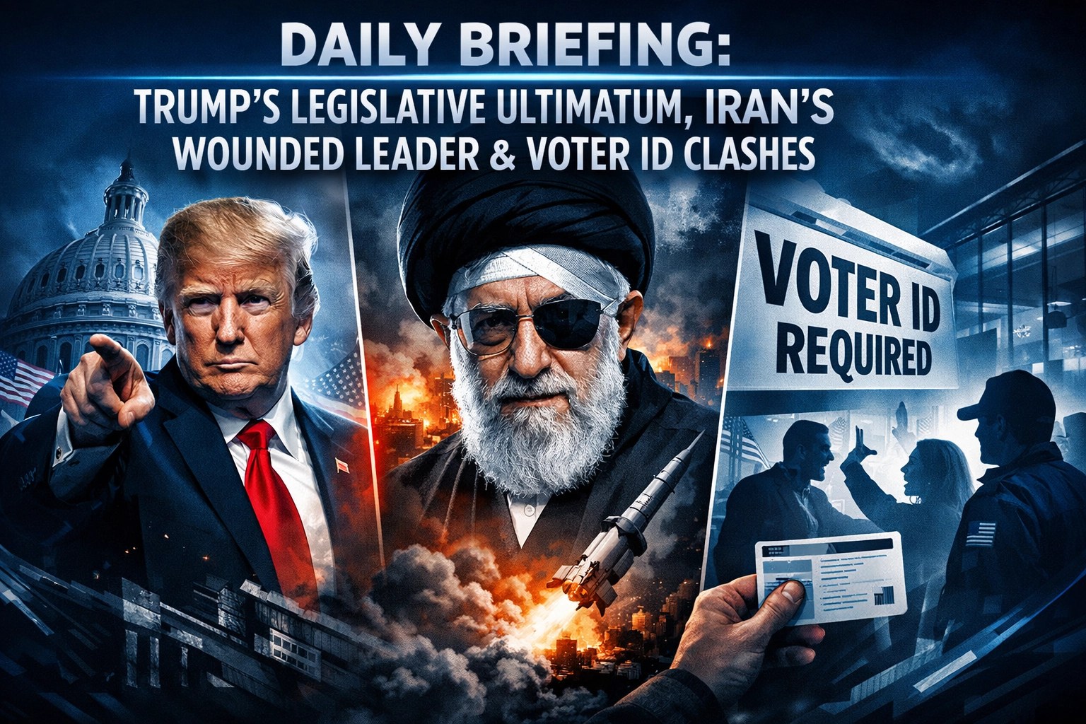 Daily Briefing: Trump’s Legislative Ultimatum, Iran’s Wounded Leader & Voter ID Clashes