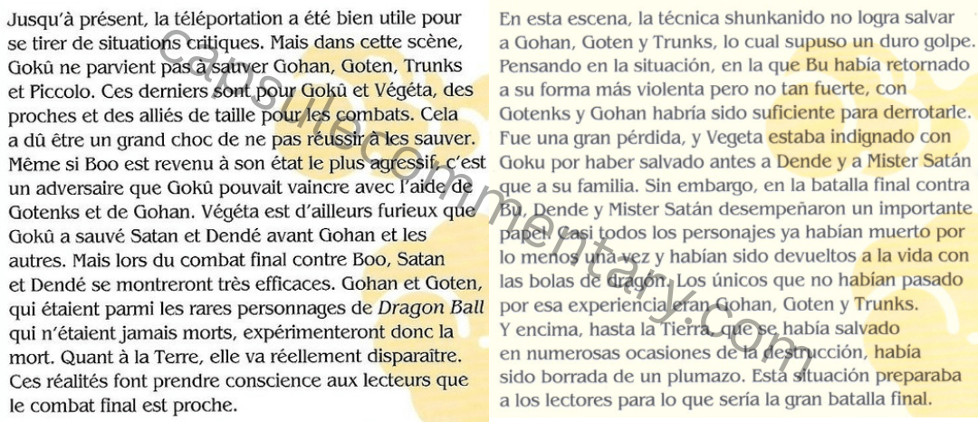 Le Manga de Légende Issue 49 page 19. Left: Original French, Right: Spanish mistranslation.