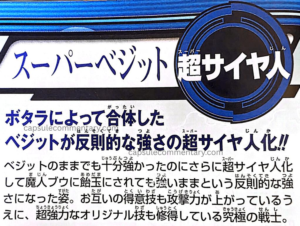 Dragon Ball Sparking Official Game Guide. I forgot to write down the page number, sorry.