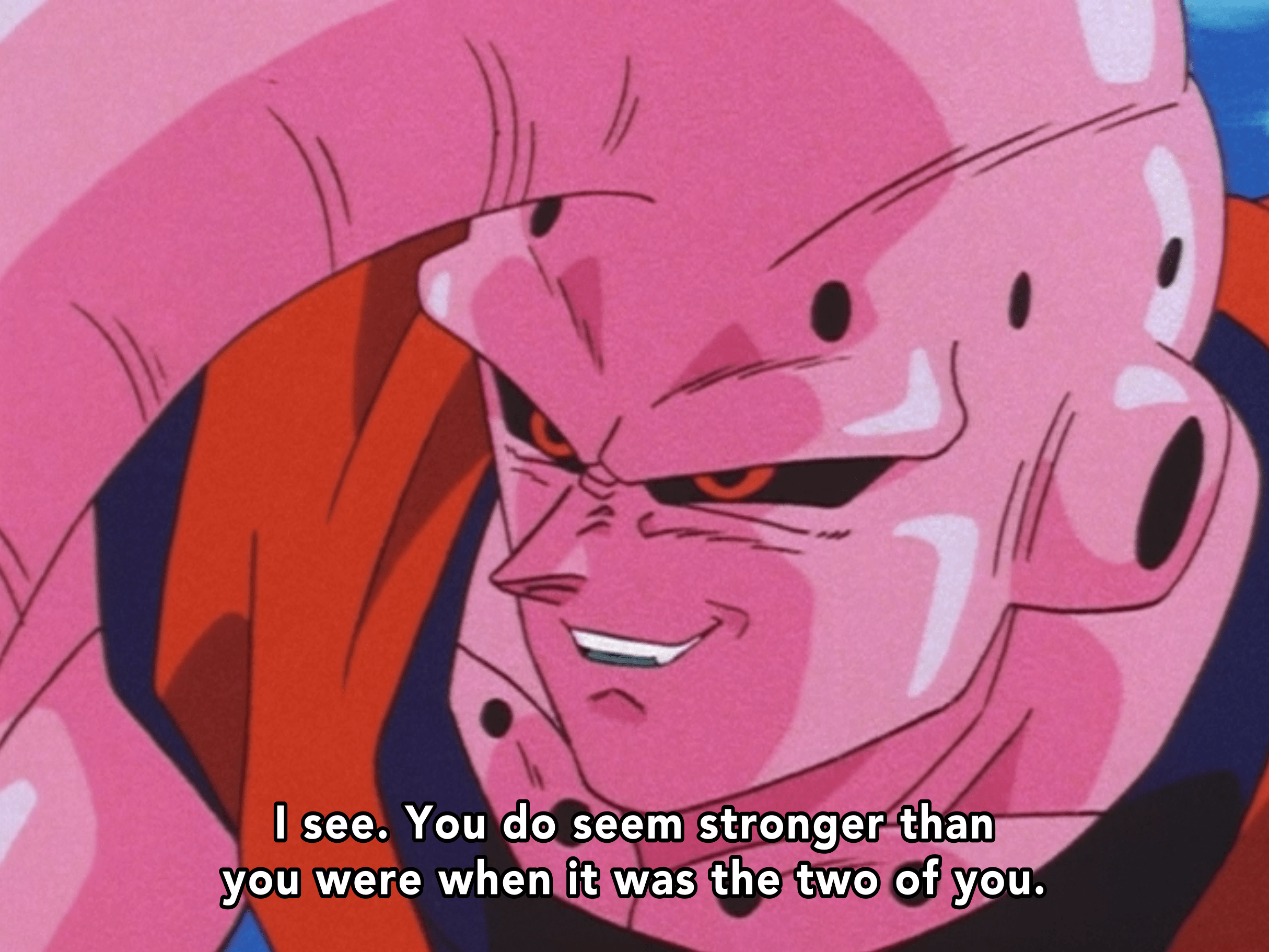 Buuhan speaking to Vegito in Dragon Ball Z episode 269