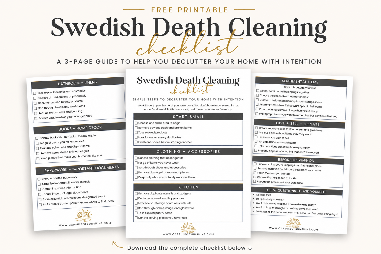 Swedish Death Cleaning Checklist