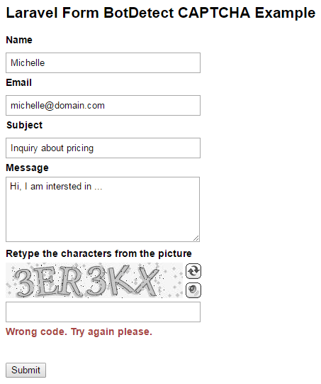 It allows site visitors to . Laravel 5 7 Form Validation Botdetect Captcha Example