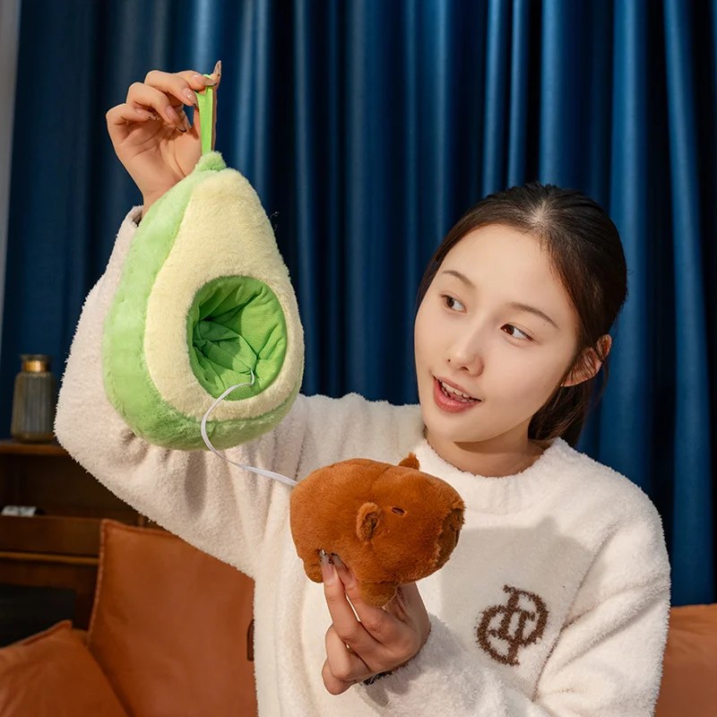 CapyFruit Basket Buddies – Kawaii Capybara Plush Dolls in Avocado, Banana, and Carrot Costumes - Image 11